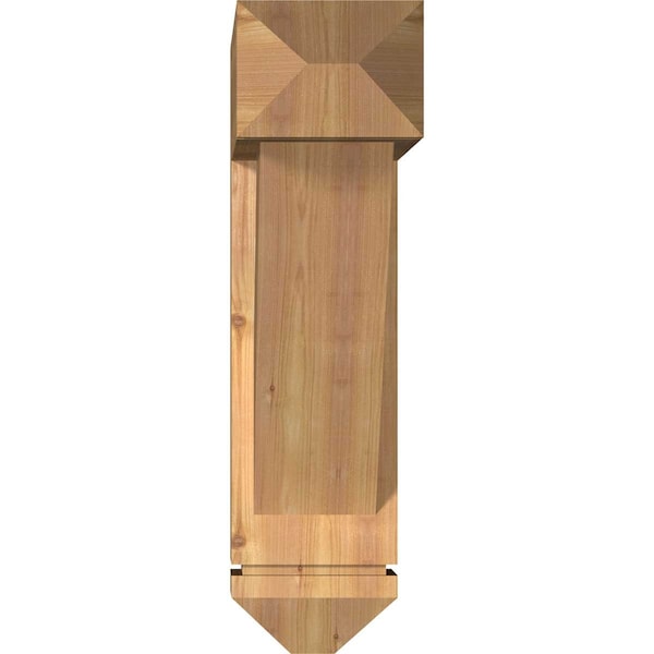 Traditional Arts And Crafts Smooth Bracket W/ Offset Brace, Western Red Cedar, 7 1/2W X 28D X 28H